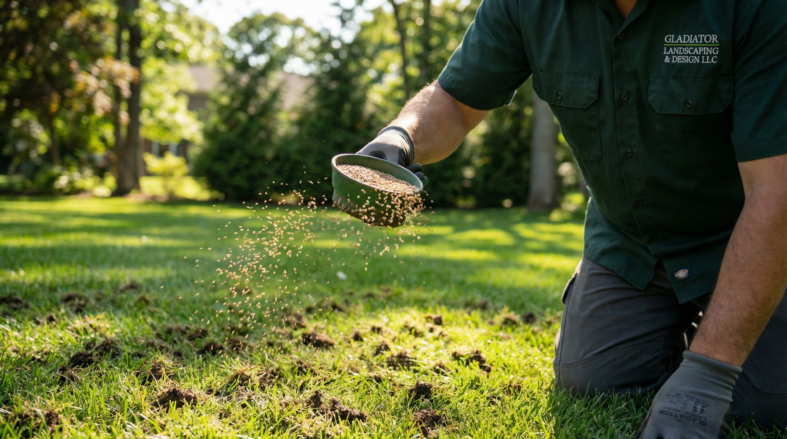 Overseeding by hand after aeration