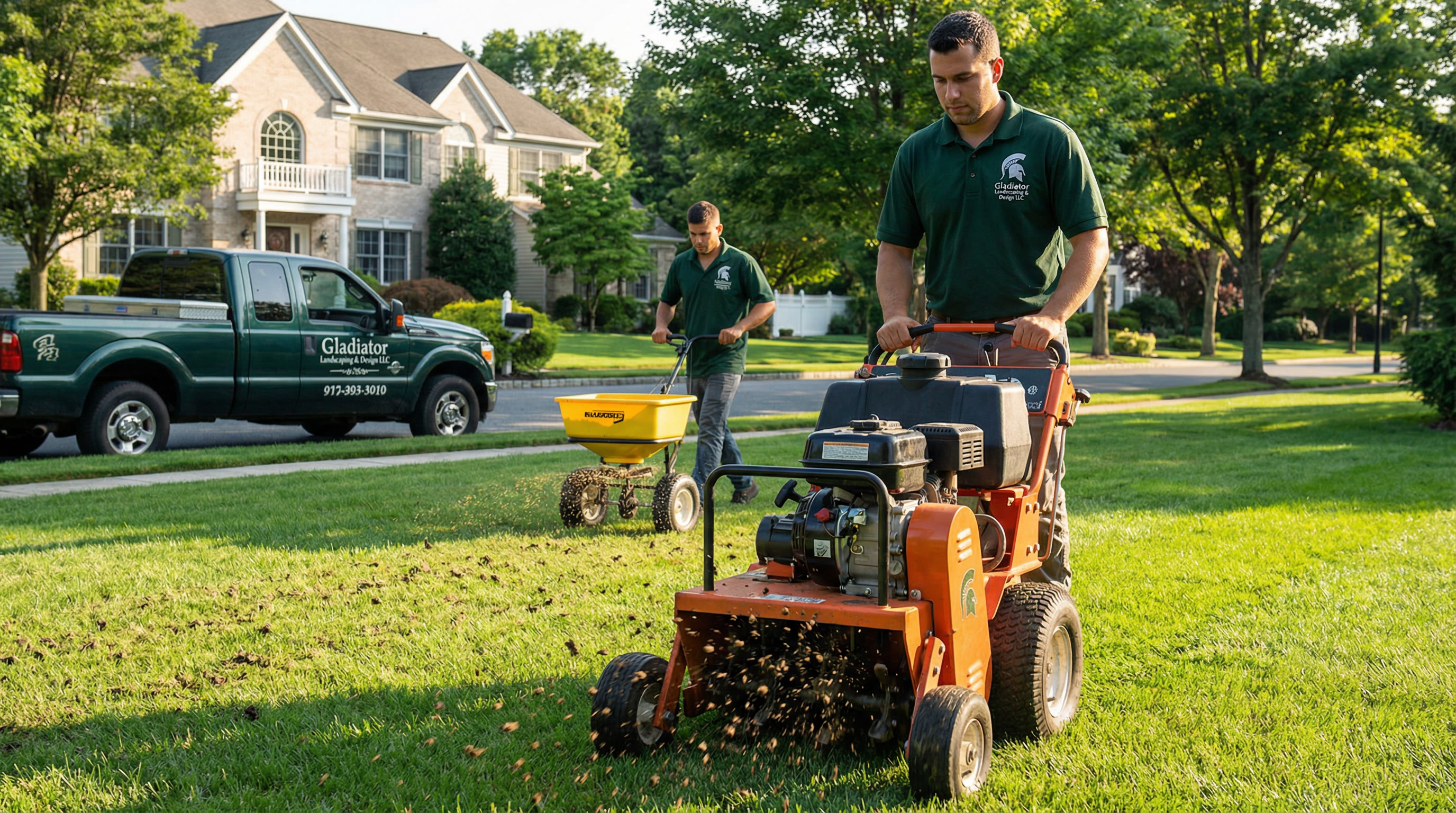 Gladiator Landscaping aeration, thatching and seeding