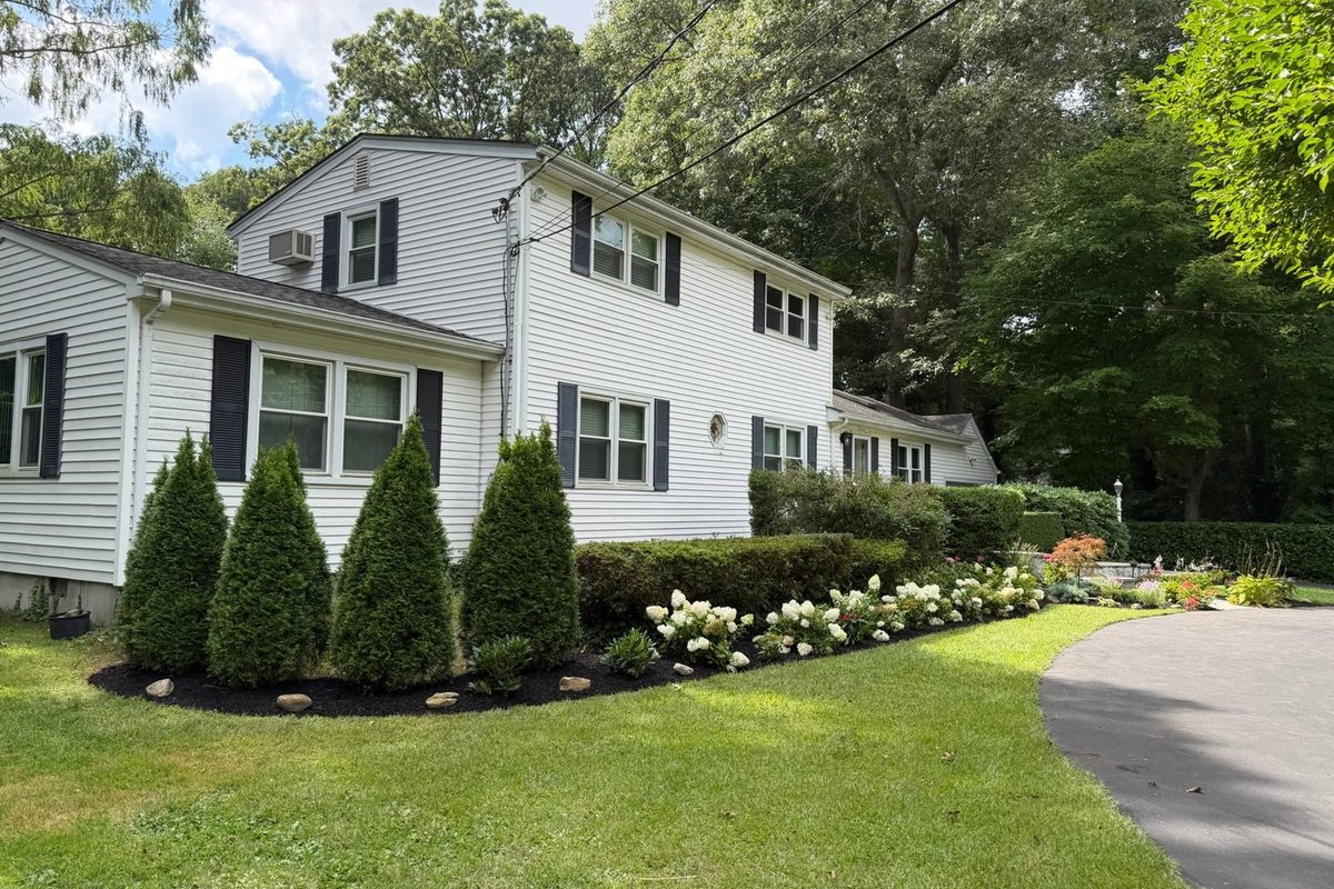 Arborvitaes and hydrangea plantings installed at a Huntington NY home