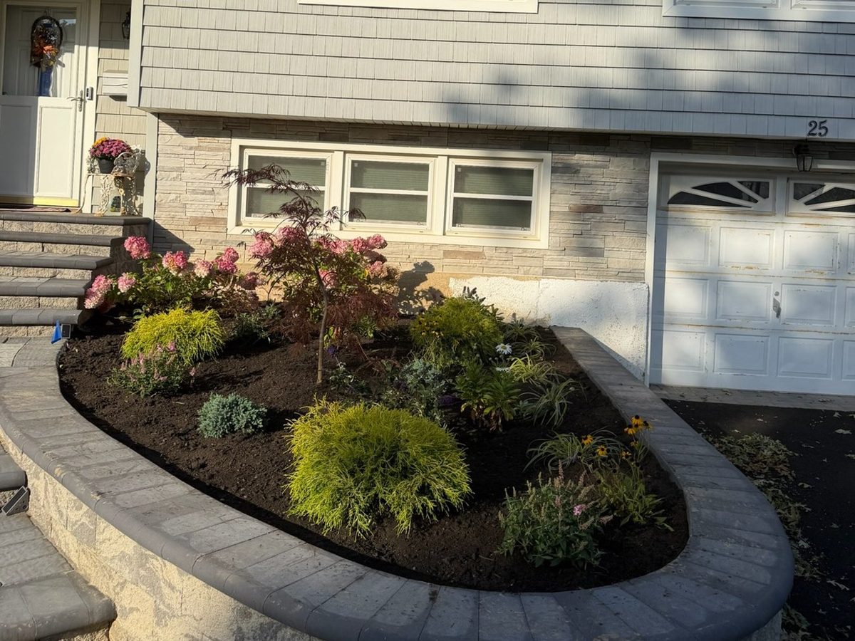 Planter finished with Japanese maple and plantings