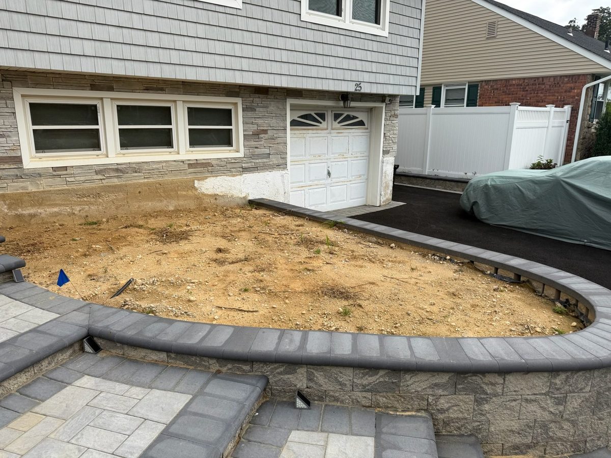 Stone planter wall before planting